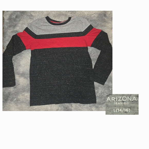 Kids Colorblock Long Sleeve Shirt - Red and Black - Picture 1 of 1